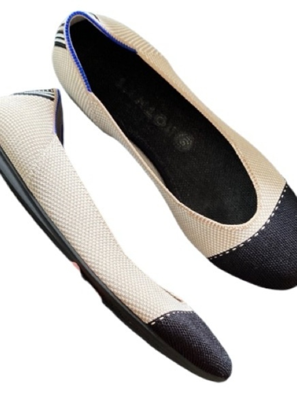 Rothys The Square Tuxedo Textile Ballet Flats Comfort Shoes Women US - 10.5